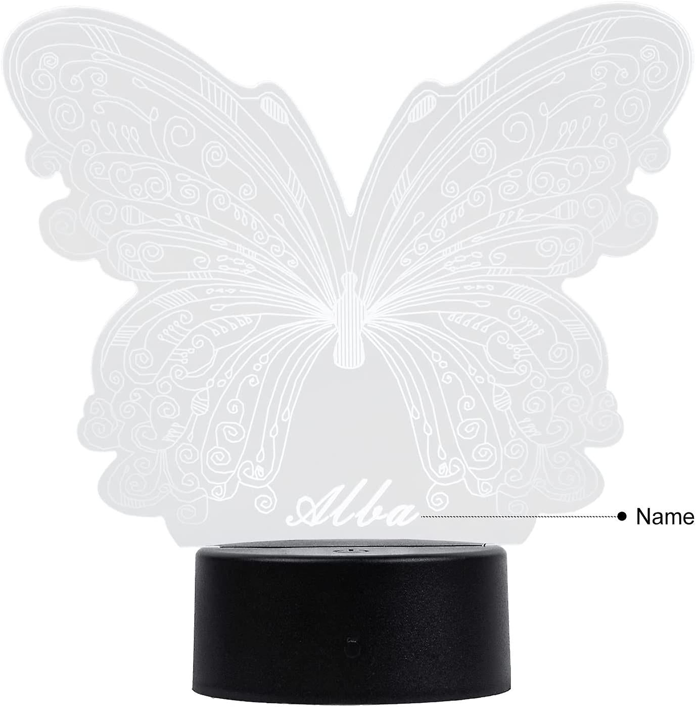 Personalized Butterfly Night Light Custom Name Acrylic