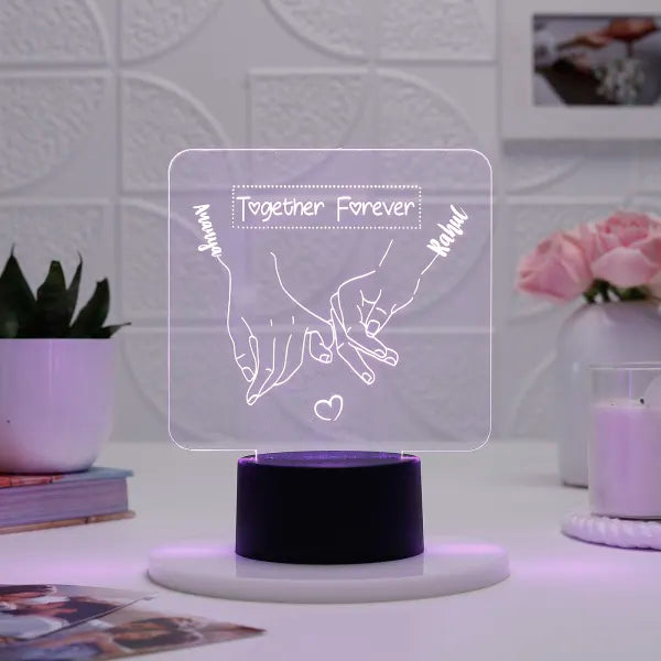 Together Forever Personalized LED Lamp - Black Base